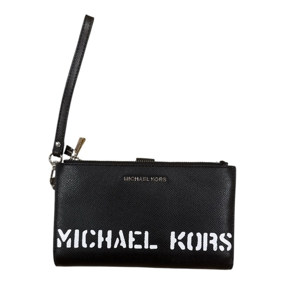 MICHAEL KORS Black and White Logo Wristlet - Picture 1 of 4